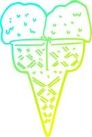 cold gradient line drawing cartoon ice cream vector