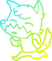 cold gradient line drawing cartoon fox vector
