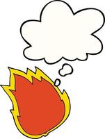 cartoon fire and thought bubble vector