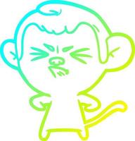 cold gradient line drawing cartoon angry monkey vector