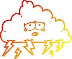 warm gradient line drawing cartoon storm cloud vector