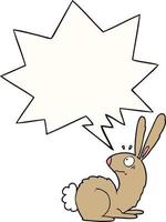 cartoon startled bunny rabbit and speech bubble vector