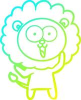 cold gradient line drawing happy cartoon lion vector