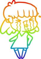 rainbow gradient line drawing cartoon woman vector