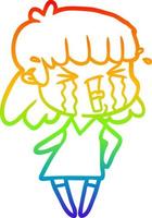 rainbow gradient line drawing cartoon woman vector