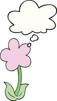 cute cartoon flower and thought bubble vector