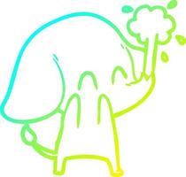 cold gradient line drawing cute cartoon elephant spouting water vector