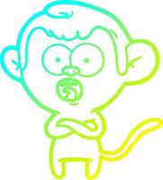 cold gradient line drawing cartoon shocked monkey vector