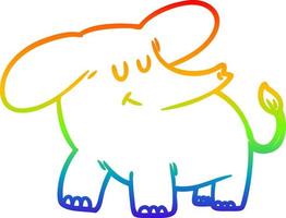 rainbow gradient line drawing cartoon elephant vector