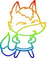 rainbow gradient line drawing cartoon wolf whistling vector