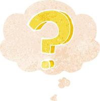 cartoon question mark and thought bubble in retro textured style vector