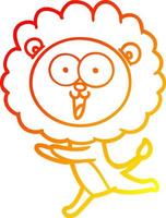 warm gradient line drawing happy cartoon lion vector