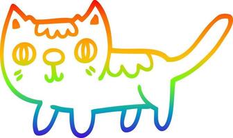 dibujo de línea de gradiente de arco iris pequeño gato de dibujos animados vector