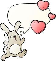 cartoon rabbit in love and speech bubble in smooth gradient style vector