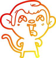 warm gradient line drawing crazy cartoon monkey vector