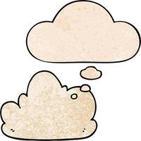 cartoon cloud and thought bubble in grunge texture pattern style vector