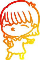 warm gradient line drawing cartoon woman vector