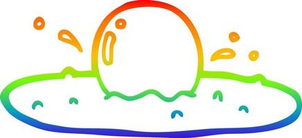 rainbow gradient line drawing cartoon fried egg vector