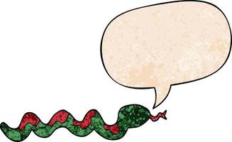 cartoon snake and speech bubble in retro texture style vector