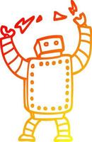 warm gradient line drawing cartoon giant robot vector