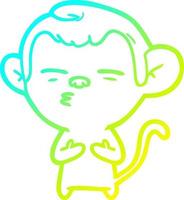 cold gradient line drawing cartoon suspicious monkey vector