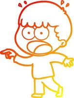 warm gradient line drawing cartoon shocked man pointing vector