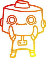 warm gradient line drawing cartoon robot vector