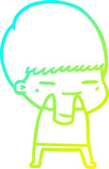 línea de gradiente frío dibujo chico presumido de dibujos animados vector