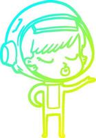 cold gradient line drawing cartoon pretty astronaut girl vector