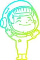 cold gradient line drawing happy cartoon astronaut vector