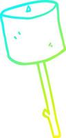 cold gradient line drawing cartoon marshmallow on stick vector