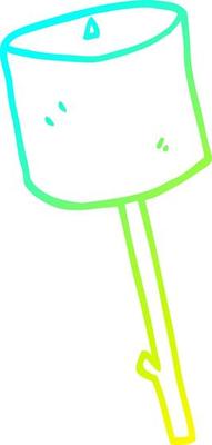 cold gradient line drawing cartoon marshmallow on stick