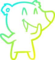 cold gradient line drawing laughing bear cartoon vector