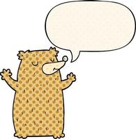 cartoon bear and speech bubble in comic book style vector