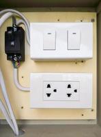 Miniature circuit breaker near the outlet and switch. photo