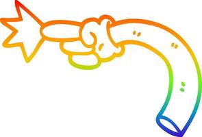 rainbow gradient line drawing cartoon pointing hand vector