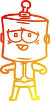 warm gradient line drawing cartoon robot vector