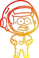 warm gradient line drawing cartoon surprised astronaut vector