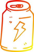 warm gradient line drawing cartoon can of energy drink vector