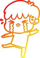 warm gradient line drawing cartoon boy crying vector