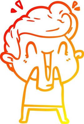 warm gradient line drawing cartoon happy man laughing