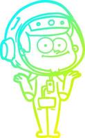 cold gradient line drawing happy astronaut cartoon vector