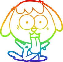 rainbow gradient line drawing cute cartoon dog vector