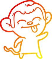 warm gradient line drawing funny cartoon monkey vector