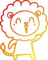 warm gradient line drawing laughing lion cartoon vector