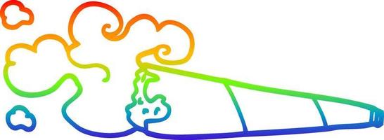 rainbow gradient line drawing cartoon smoking joint vector