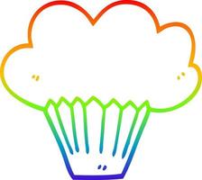 cupcake de dibujos animados de dibujo de línea de gradiente de arco iris vector