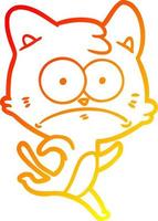 warm gradient line drawing cartoon nervous cat vector