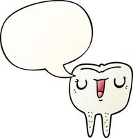 cartoon happy tooth and speech bubble in smooth gradient style vector
