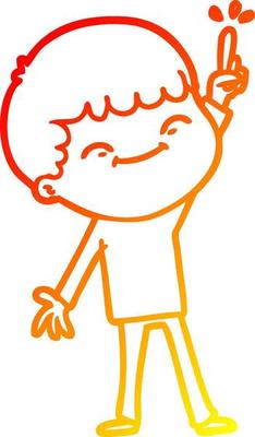 warm gradient line drawing cartoon happy boy